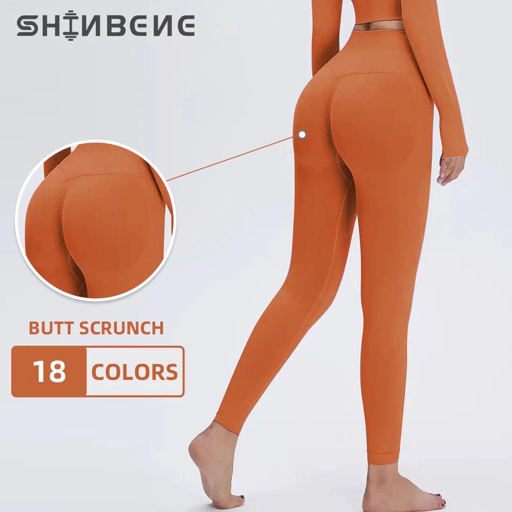SHINBENE BUTT SCRUNCH Seamless Gym Workout Leggings Women High Waist Tummy Control Stretch Sport Athletic Tights Yoga Pants