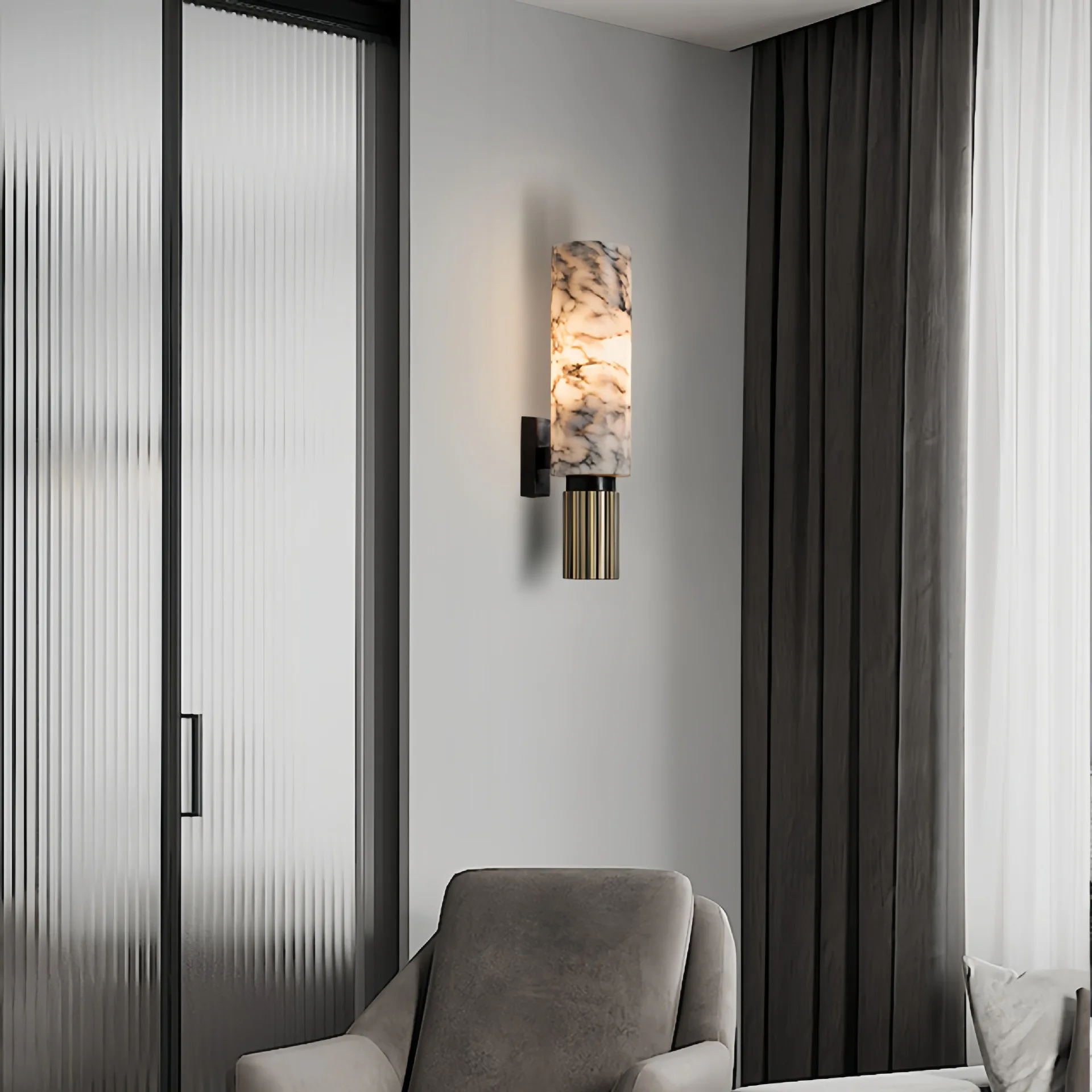 Minimalist Creative Alabaster Sconce Light Corridor Bedroom Bedside Marble Wall Lamps for Hotel