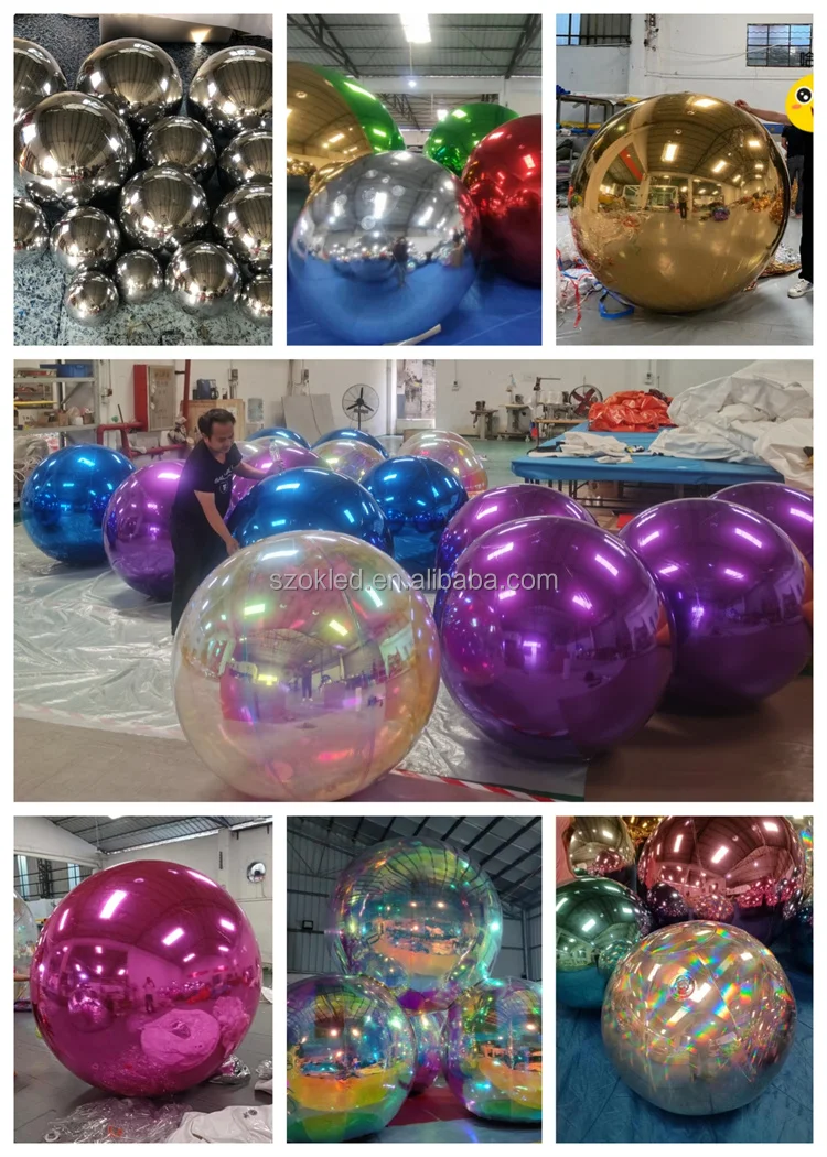 Commercial decorative pvc inflatable ball handing inflatable mirror