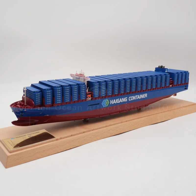 【LA】Прилагоден 45 см HAIGANG изработка модел на товарен брод во мащаб 1:888, висококвалитетен модел на контейнерски брод за деловен подарок