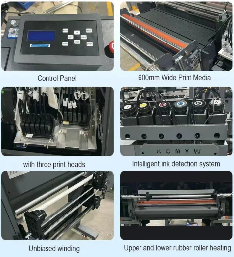 Digital Crystal Label Printing Hybrid Multicolor 30cm Uv Dtf Printer Roll to Roll Uv Printing Machine with Laminator for Bottle details