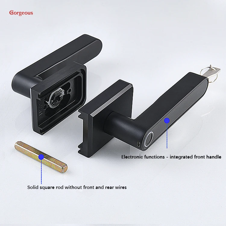 Digital Intelligent Biometric Password Code Fingerprint Keyless Smart Door Handle Lock for Aluminum Glass Door