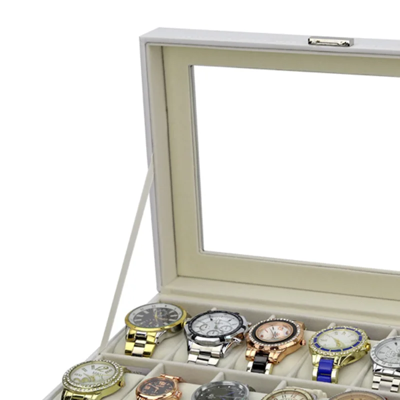 Spot Supply of 12-position Watch Box 12 Grid White PU Leather Mechanical Watch Box Display Box Manufacturers Wholesale