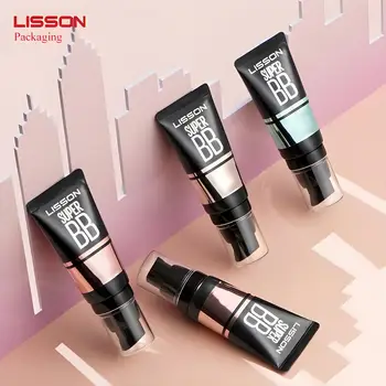 Eco Friendly Empty Airless Pump Sunscreen Tube Cosmetic BB Cream Foundation Round Shape Squeeze Tube Packaging with Pump