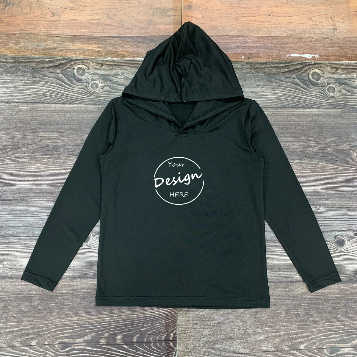 Top Sale Polyester and Spandex Hooded T Shirt Wholesale Long Sleeve Plain Color Sport Tee Shirts Quick Dry Logo