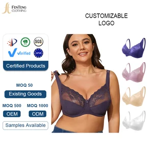 Under Lulu Custom logo Plump Ladies Intimate Lingerie Floral G Cup Sexy Push up Bralette Plus Size Women Lace Underwire Bra