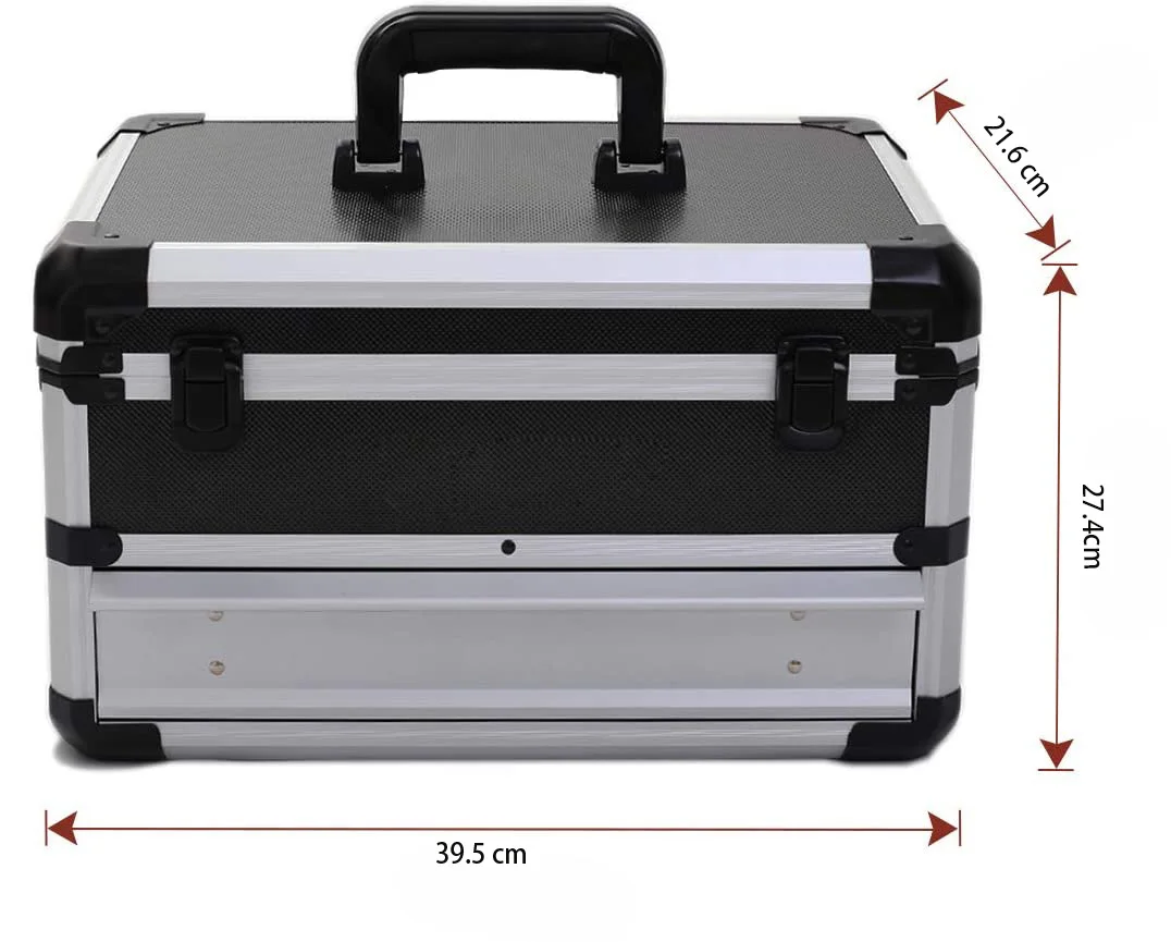 Portable Large  Aluminum Tool Box with Drawer Storage Carrying Toolbox