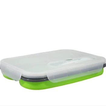 Bpa Free 3 Grid Silicone Foldable Lunch Box Collapsible Bento Box Travel Outdoors Food Storage Container Lunch Box