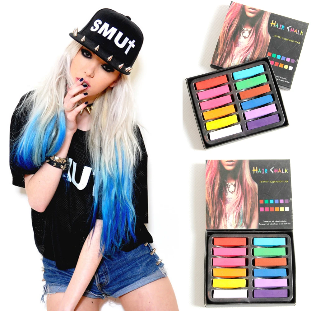 High Quality 12colors Hair Color Chalk Temporary Hair Chalk Sets In  European Hair Chalk Powder Cheap - Buy Temporary Hair Chalk Set,Color Chalk  For Hair,Hair Chalk Powder Cheap Product on 