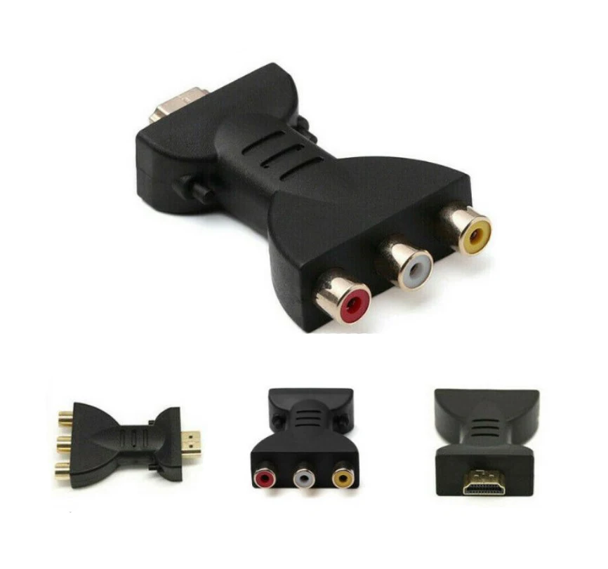 Male Hdtv to 3 Rca AV Adapter Composite AV Audio Video Adapter Converter for TV