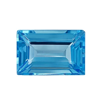Precious Loose Gemstone Emerald Cut Rectangle Blue Tourmaline