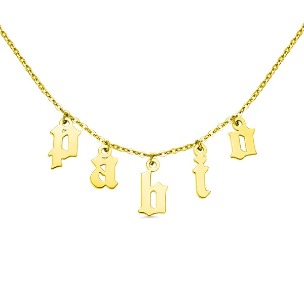 Custom Old English Name Necklace Gothic 