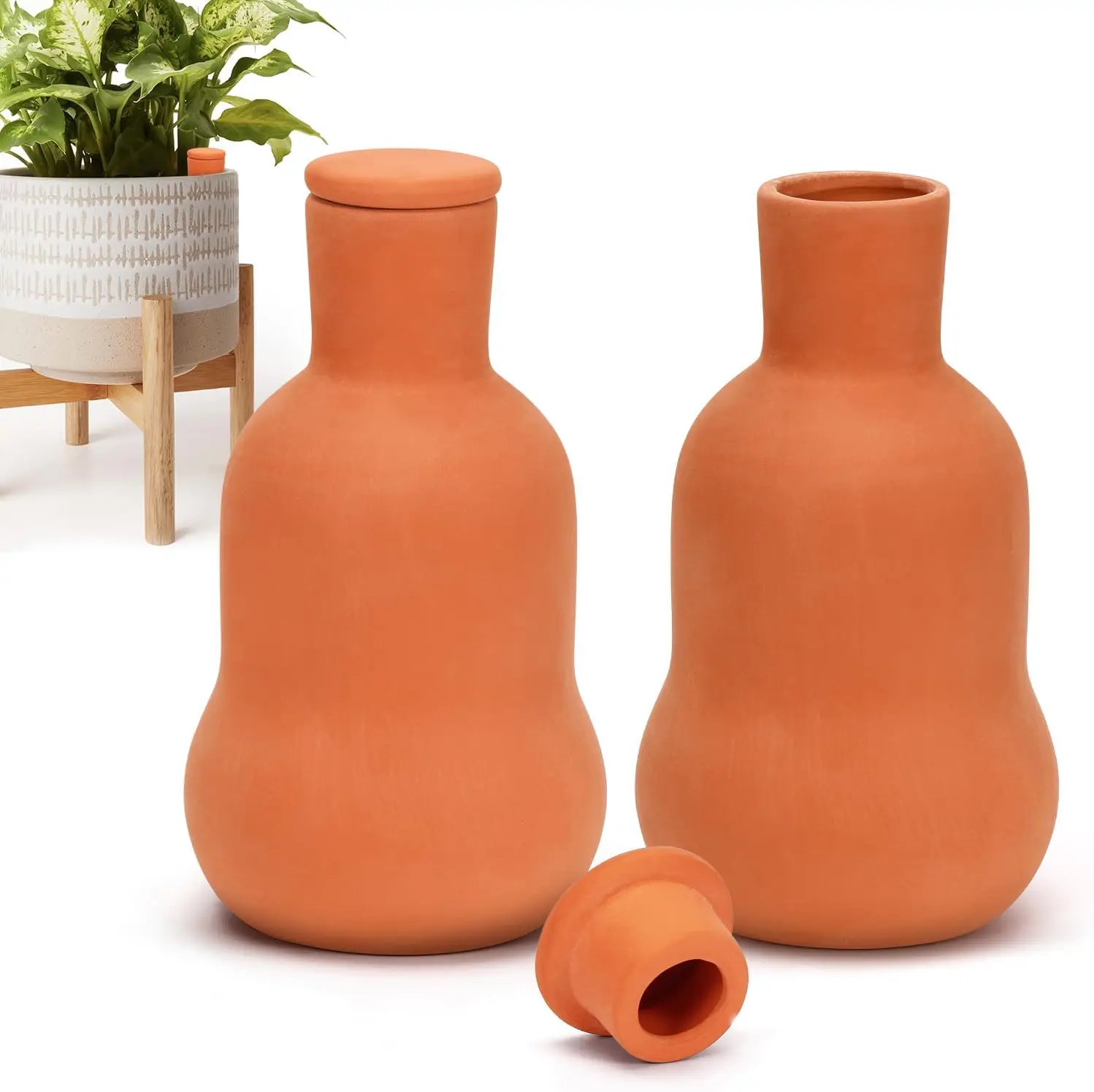 Handmade Customized Terracotta Watering Pots Lid 2 Slow Release Self Watering Globes Clay Root Dripping Garden Irrigation