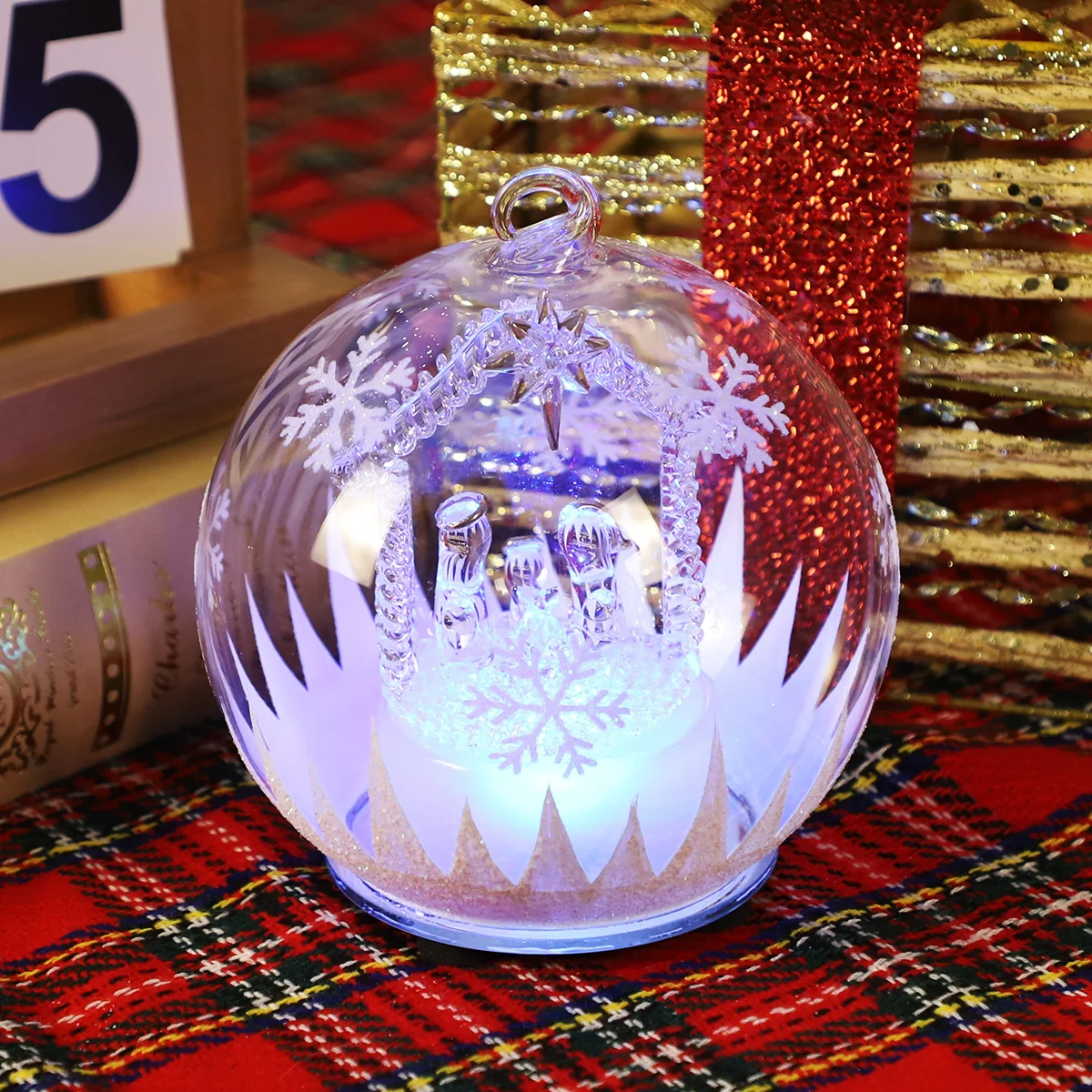 blown christmas ornament new design color changing led light glass ball christmas table decoration