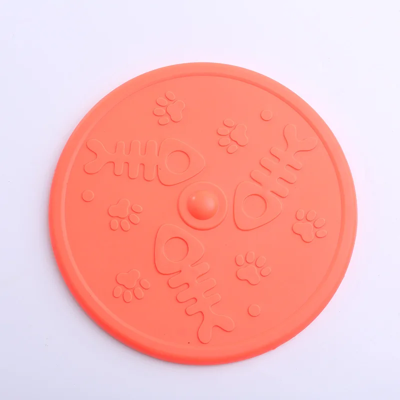Durable TPR Flying Disc for Dogs Fish Print Round Rubber Pet Chew Toy for Outdoor Interactive Training
