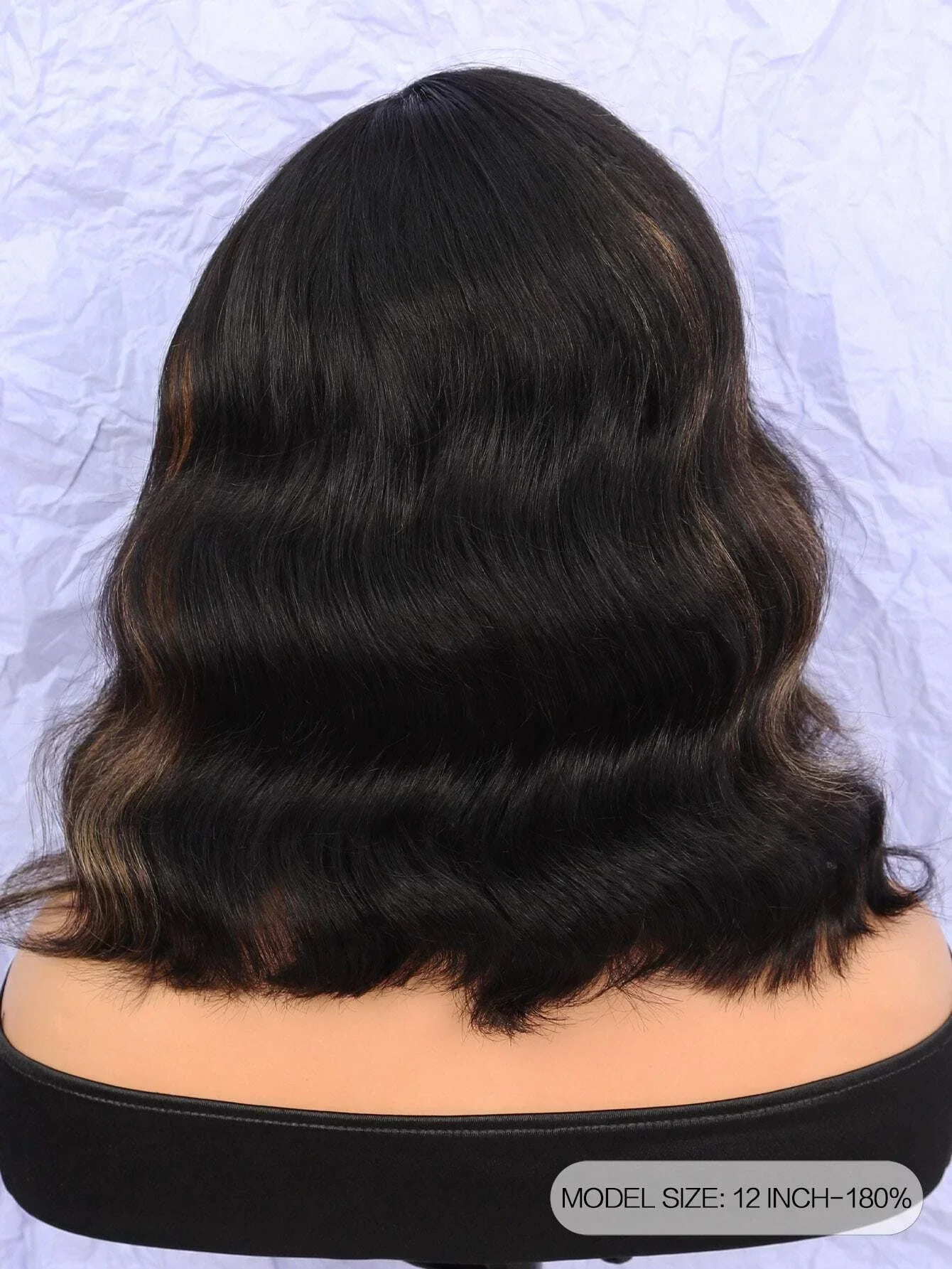 Hochdichte, gemischte Farben, Bob-Perücke mit gewelltem Echthaar, 13 x 5 x 1 Zoll, T-Teil, transparente Spitze vorne, vorgezupft für Frauen_voghion.com