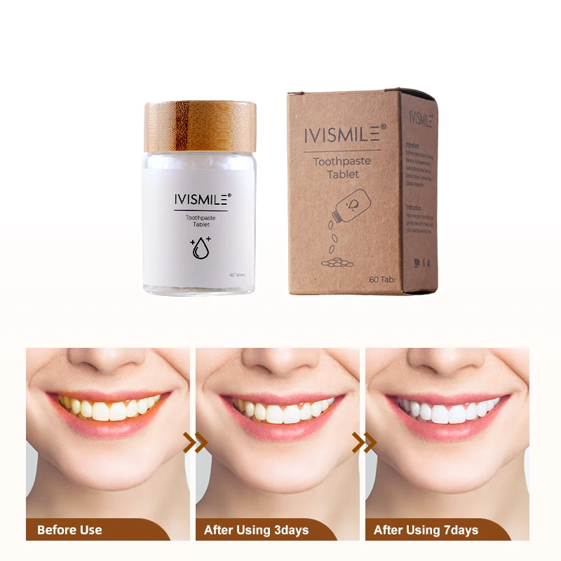 Private Label Eco Friendly Solid Mint Remove Stains Toothpaste Tablets for Teeth Whitening Toothpaste