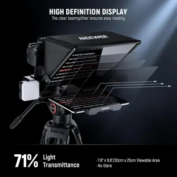 NEEWER Teleprompter X14 III With RT113 Remote/App Control 45degree Tilt 14" Beamsplitter All Metal Frame Upgraded Camera Mount detail image