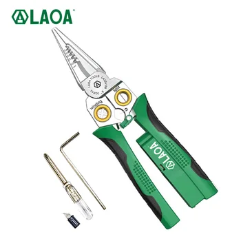 Laoa 8-In-1 Stainless Steel Multifunctional Electrician Wire Stripping and Winding Pliers  with Measuring Pen LA324108