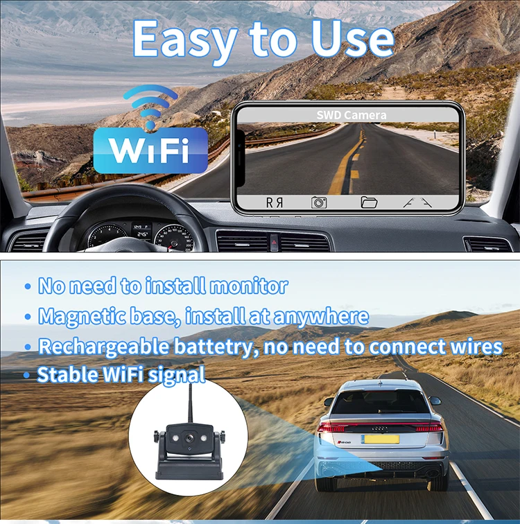 Factory Direct Portable WiFi Magnetic Reverse Camera Wireless Car Camera Reverse Packing  Backup Reversing Camera