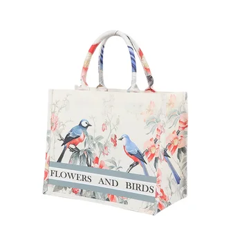 High Quality Canvas Tote Bags With Custom Pattern Logo Print Double Hand for Women