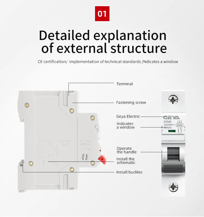 GEYA AC MINI Disjoncteur 4P 6/10/16/25/32/40/50/63A 6kA Interrupteur De Sécurité EUR 22,87 - FR - Foto 4