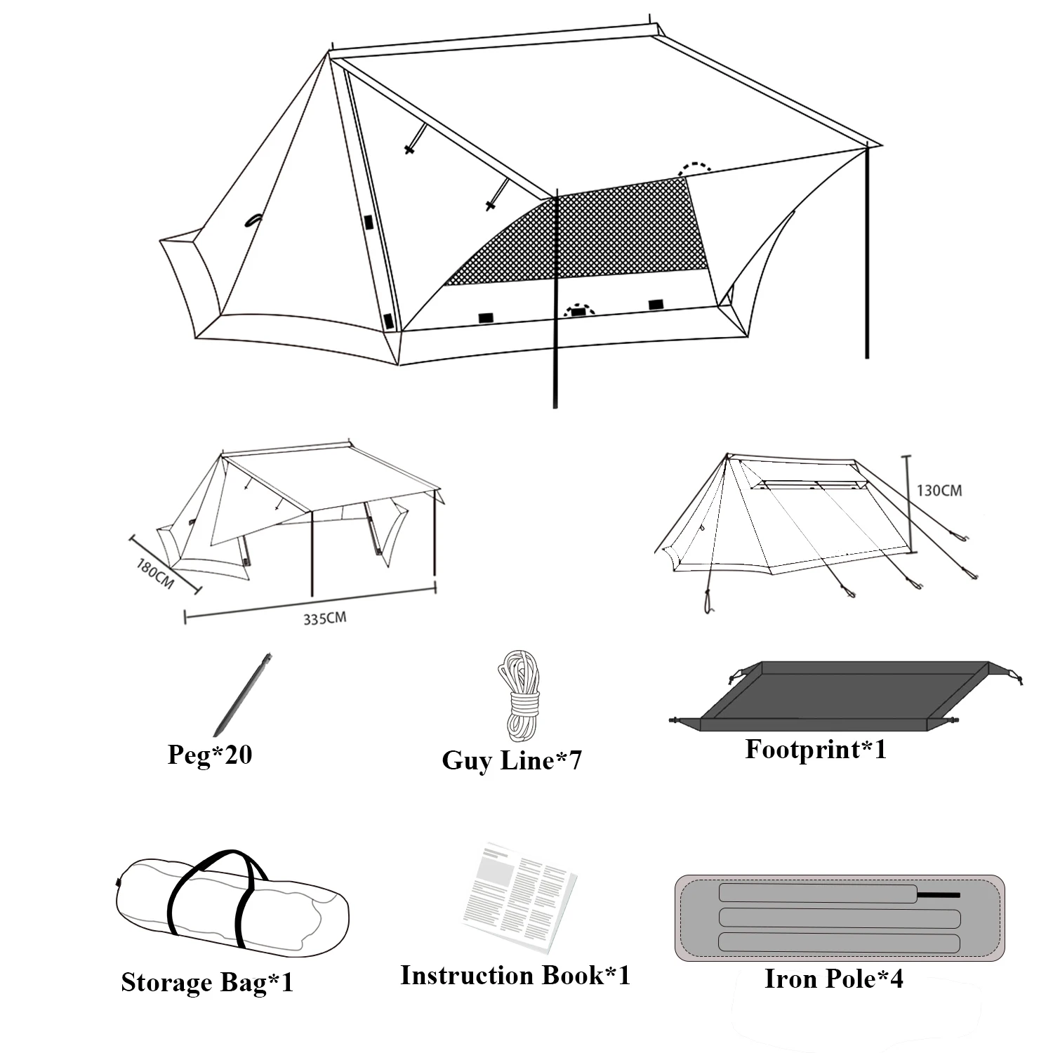 One Person Backpacking Bushcraft Tc Tent With Canopy,Camping Shelter ...