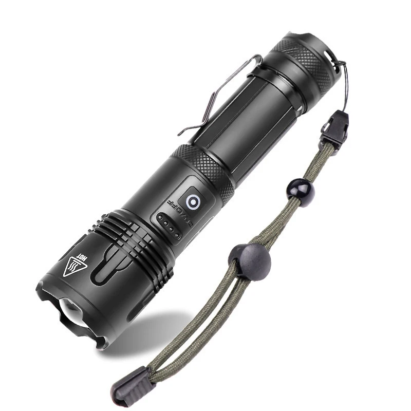 Powerful Waterproof Zoomable Rechargeable XHP70 LED Emergency 5 Modes Power display Tactical  Flashlight Torch Self Defensive