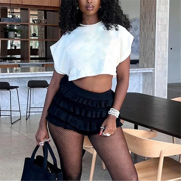 Summer Street Mini Jupe Fille Femmes Volants Taille Basse All