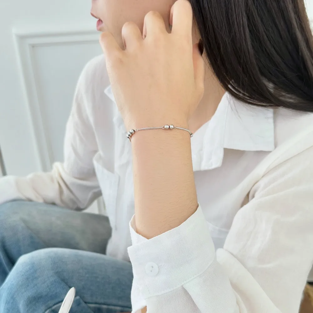 KAKODIY Minimalistic Design Fine Jewelry Rhodium Plated 18K Gold 925 Sterling Silver Chain Ring Glossy Bead Bangle and Bracelet detail 7