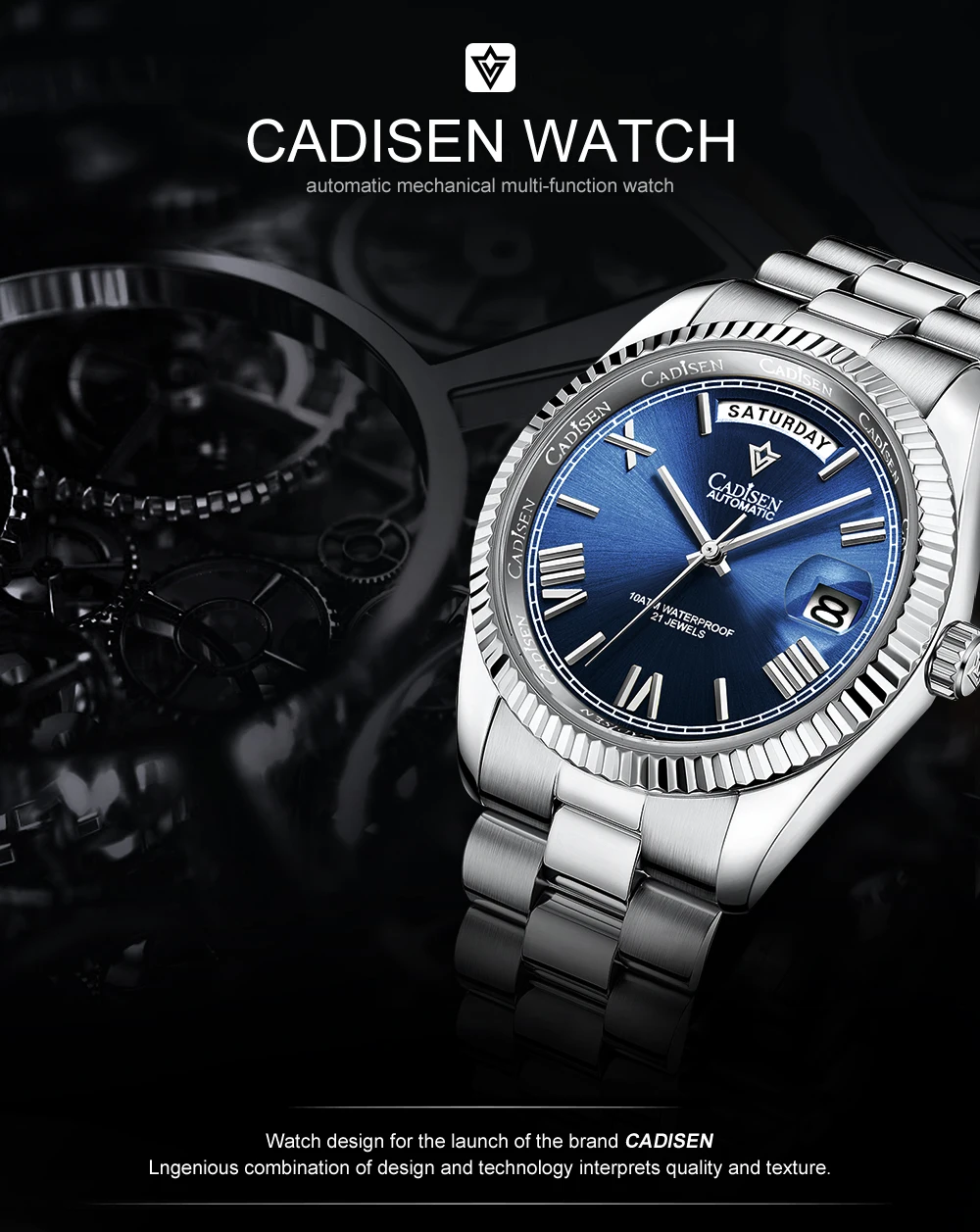 Cadisen Montre Montre Automatique Verre Saphir CADISEN 8185 Hommes