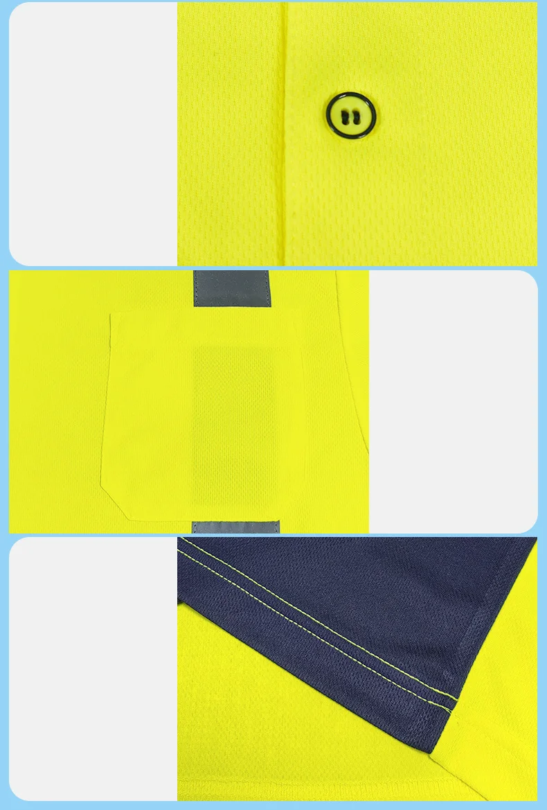 Custom Hi Viz Vis Night High Visibility outdoor Work Polo Shirt Reflective Safety Security T-Shirt C