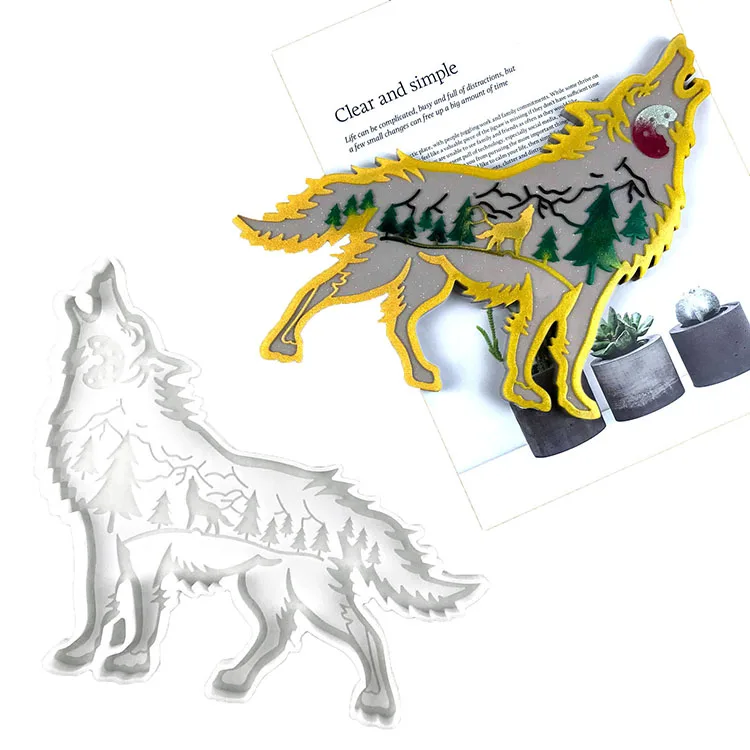 Simple 3d Wolf Puzzle 3D Wolf Resin Mold DIY Christmas Coaster