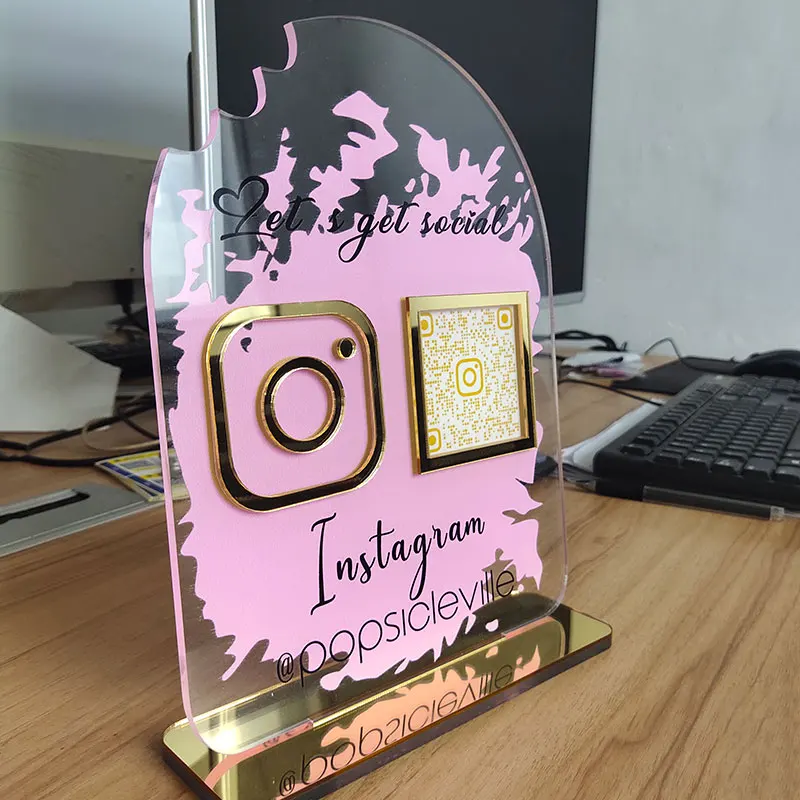 Social Media Counter Instagram Qr Code Acrylic Counter Stand Sign