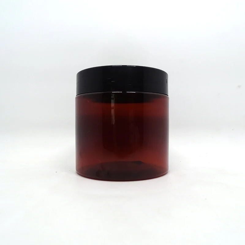 100ml 120ml 150ml 200ml 250ml 300ml 500ml amber pet plastic jars with black lid