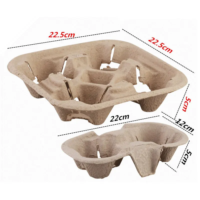 Pulp cup holder coffee paper cup tray takeout packaging cup holder manufacture