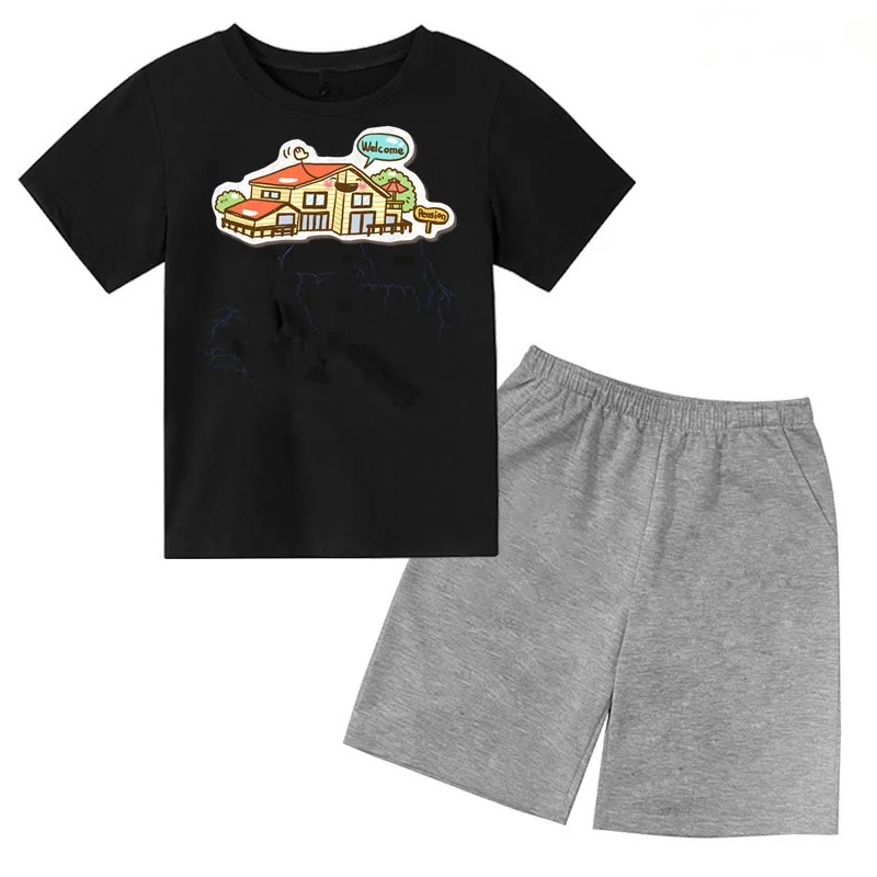 Повседневный комплект одежды для маленьких девочек и мальчиков 100% хлопковые футболки с коротким рукавом костюмы детей 12-6 лет однотонные рисунком