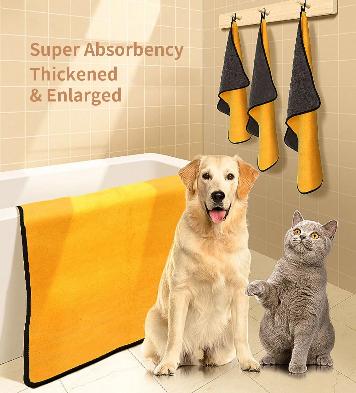 Pet Microfiber Dog Bath Towel Set Wash Cloth Quick Dry Absorbancy