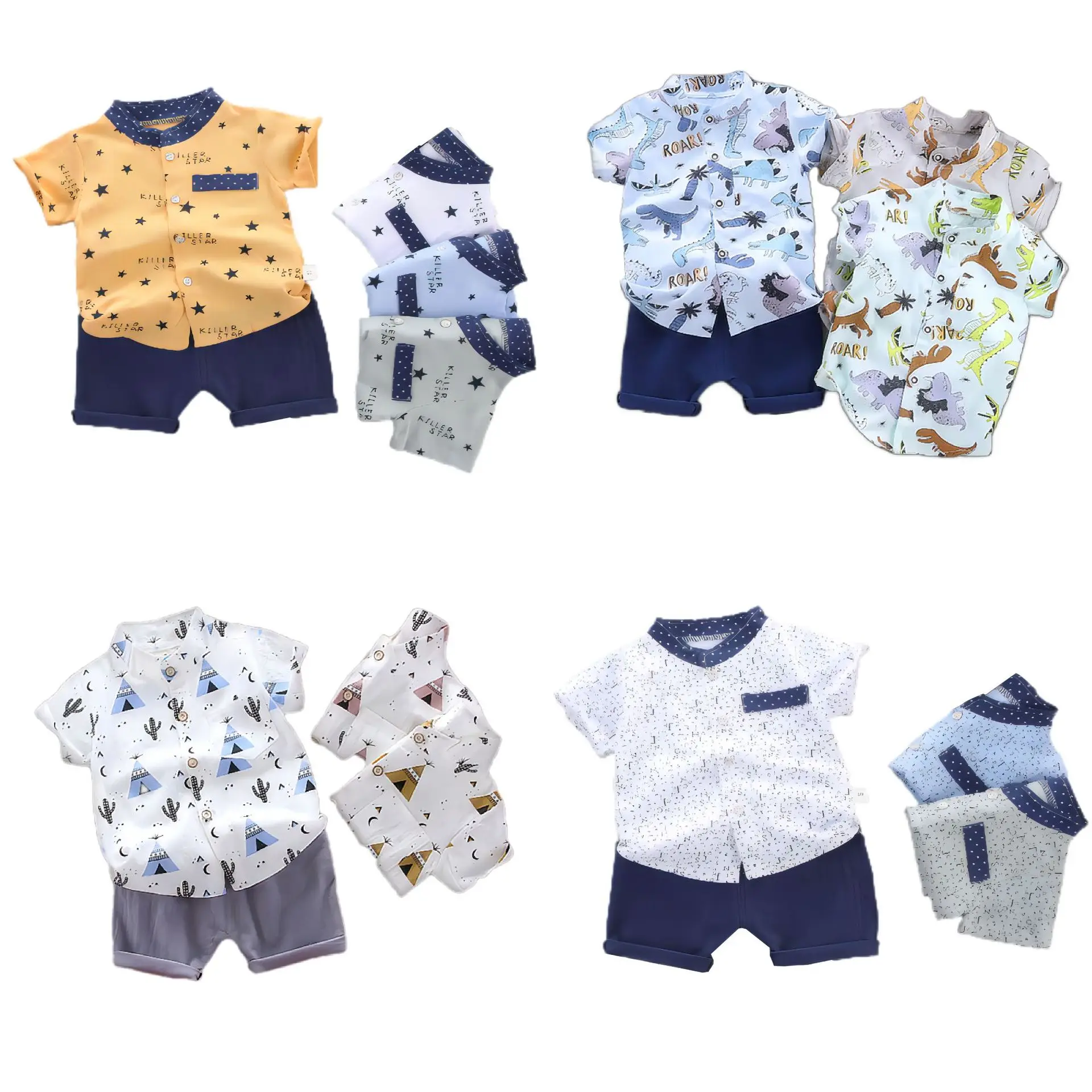 【WASH】子供服　まとめ売り 100cm以上　男の子　ブランド多数 Wholesale Children Clothing - Summer Boy Sets with Shorts