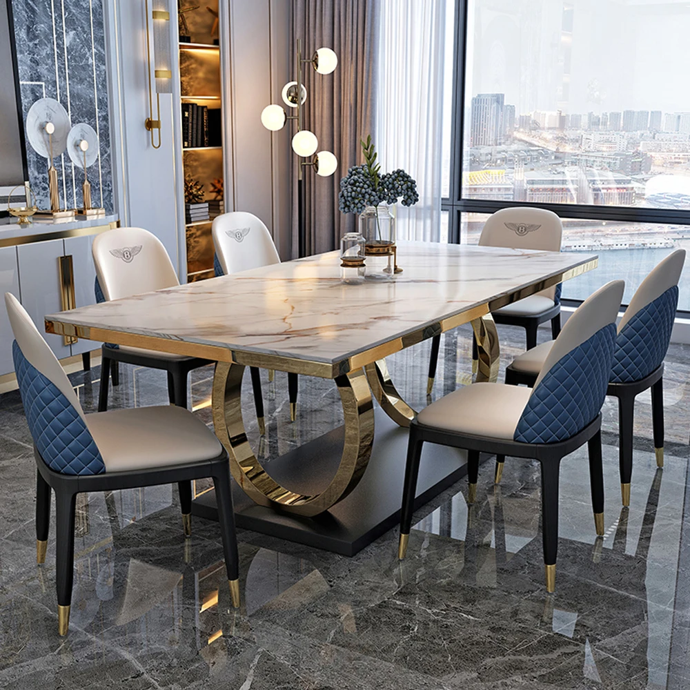 Modern Marble Dining Table Chairs Set Nordic Style OEM Wholesale