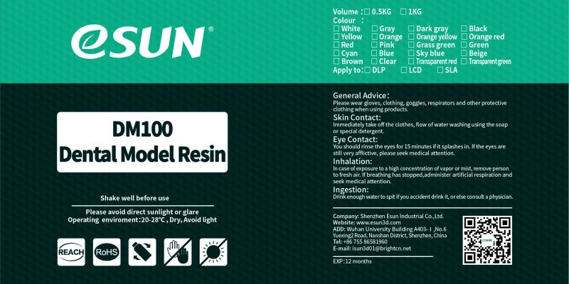 Esun Dm100 Dental Model Resin 405nm 1000g Photopolymer 3d Resin With ...