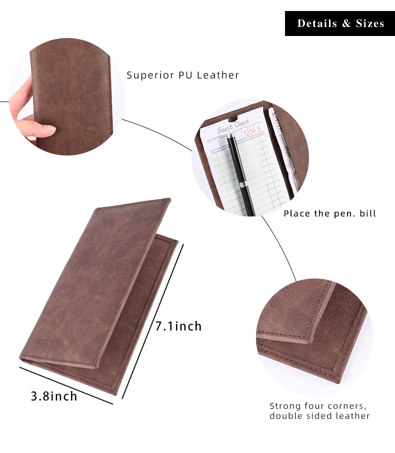 Wholesale Pu Leather Guest Check Presenter Hotel Restaurant Bill Holder