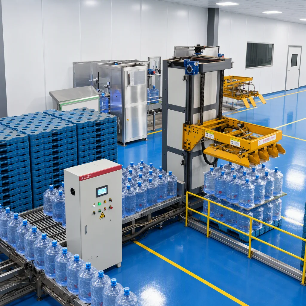 Automatic 1500BPH 5 Gallon Barrel Rotary Vertical Column Palletizer for 5 Gallon Production Line