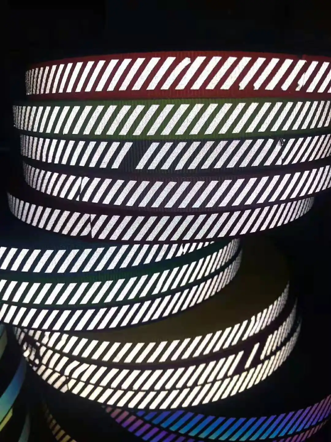 CE EN20471 Reflective Safety Material Ribbons Yellow Silver, Orange Rainbow 100% Polyester to Sew >400 CPL CN;FUJ Sew on WRS