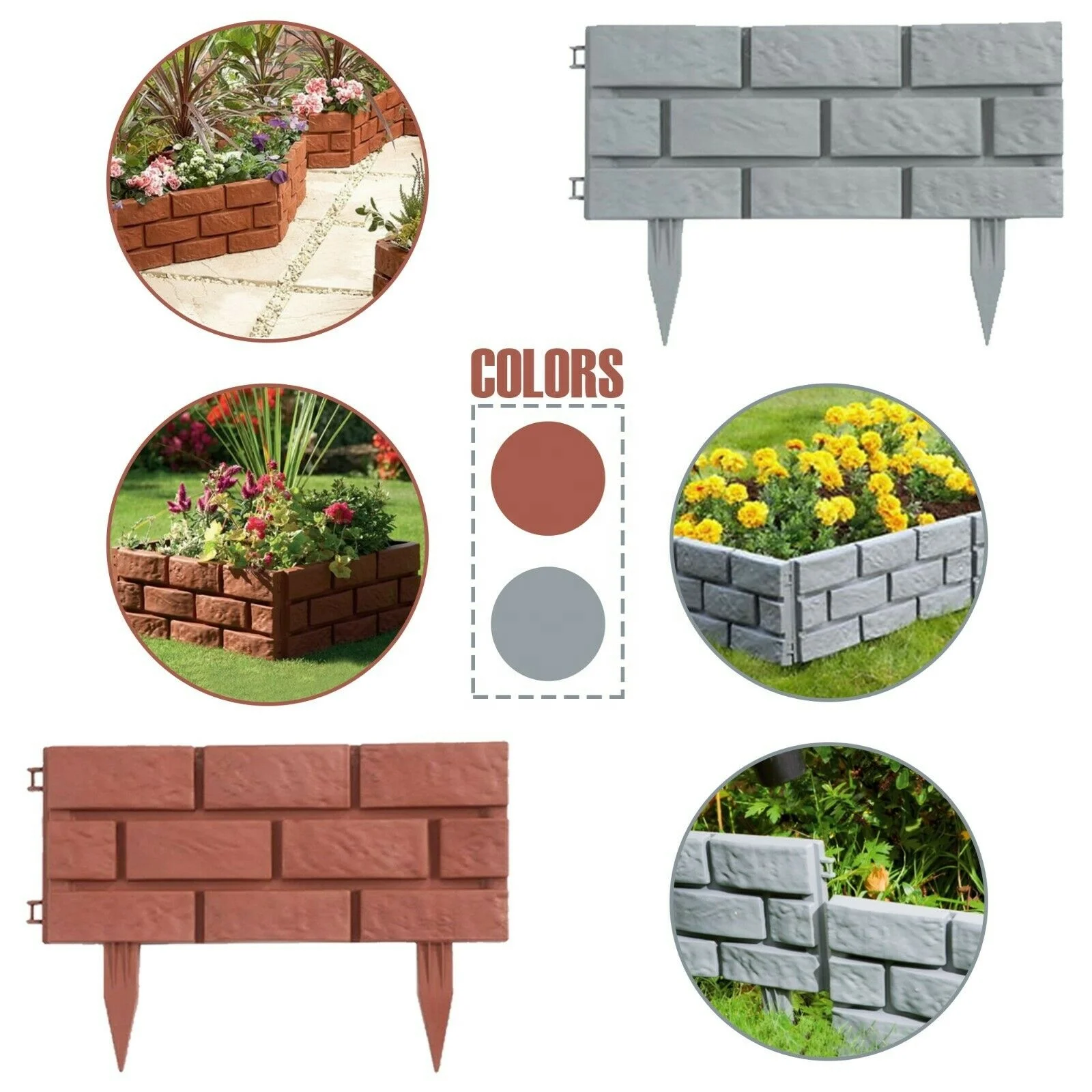 Outdoor Interlocking Assemble Easily Brick Grass Garden Border Fence Plastic Lawn Edging