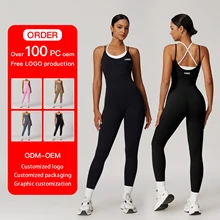 2024 Color Contrast Strap Bodysuit Fitness Wear One Body Sexy Tight Yoga Clothing