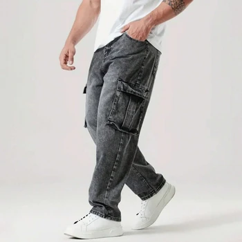 High Quality Men's Clothing Comfortable Cargo Jeans Casual Loose Multi-pocket Denim Trousers for Men