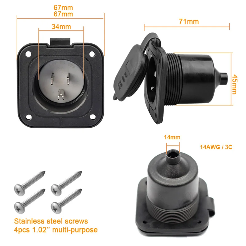 Presa Per Generatore Epicord NEMA 5-15R Con Coperchio - 15A 125V IP40