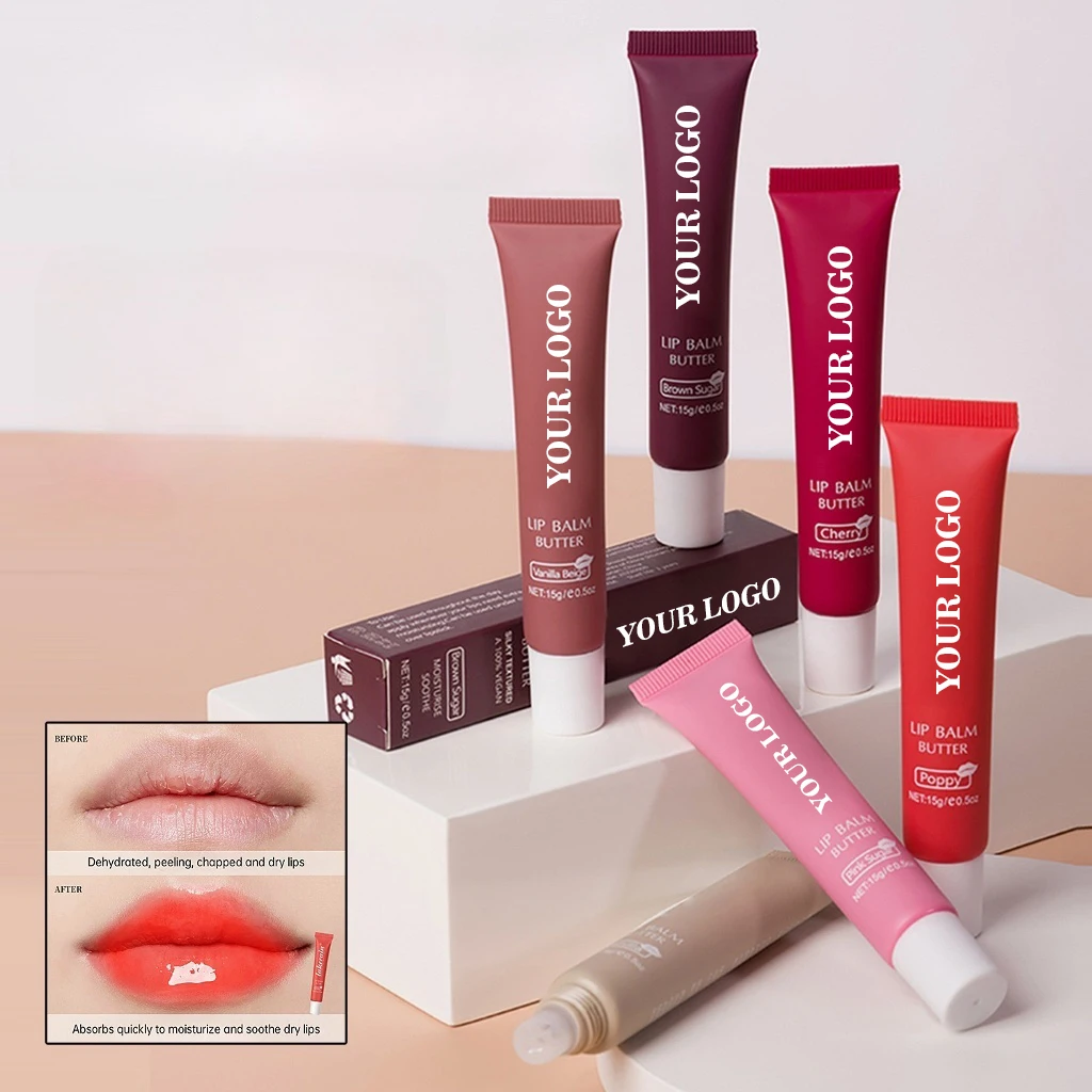 Lip Plumping Private Label Liquid Gloss Cosmetic Makeup Waterproof Lip Oil  6 Colors Lip Balm Butter