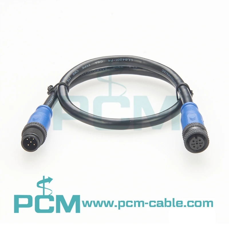 NMEA 2000  M12 5 Position A-code Cable Assembly Male to Female Custom Length manufacture